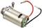 An electric motor with a metal casing, red and black cables, suitable for model-making or mechanical applications.