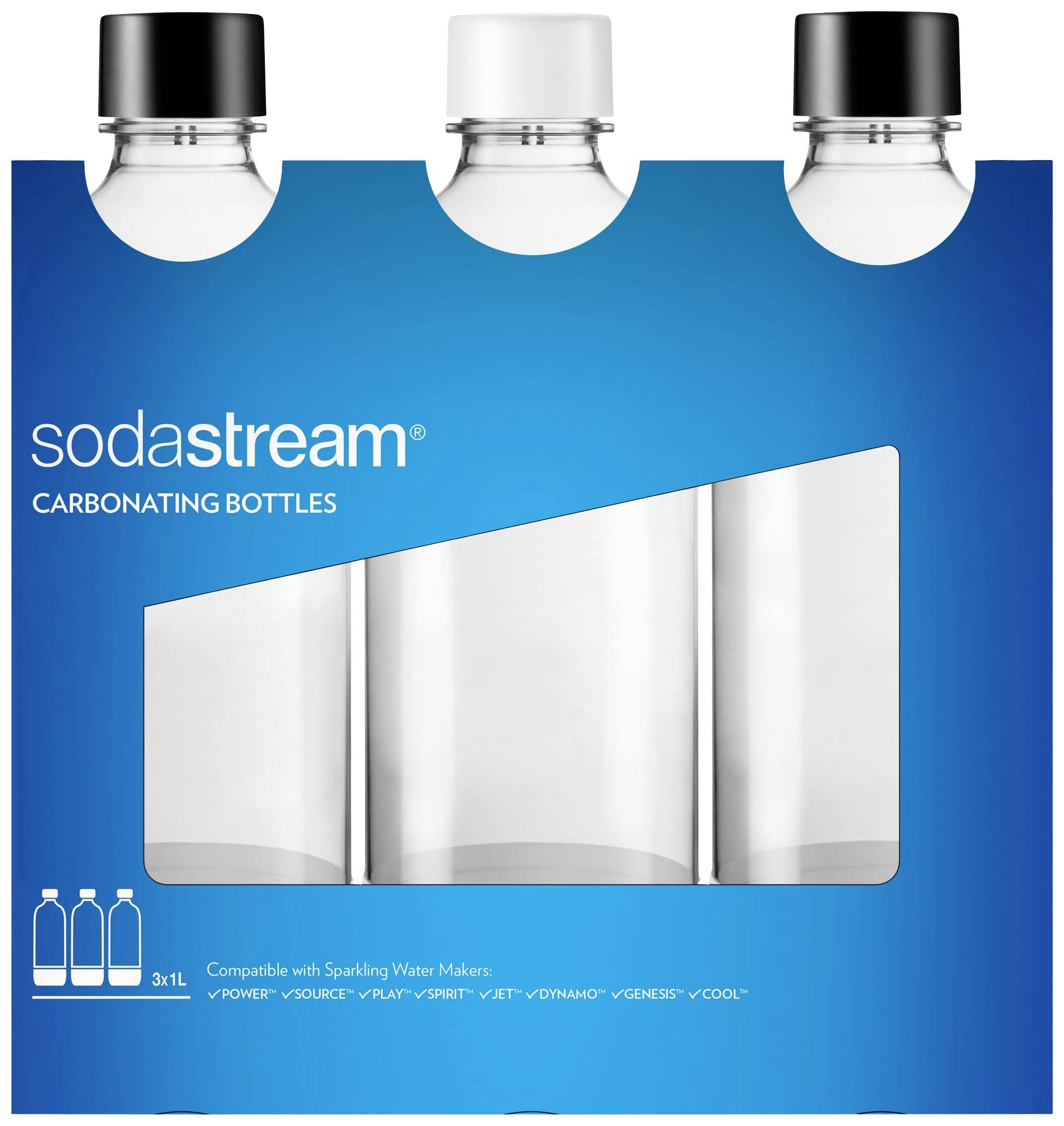 Sodastream PET bottle Carbonating Bottless 3x 1l Black, White