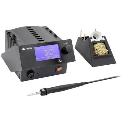 Soldering station with digital display showing '360°C'. Includes soldering iron and cleaning sponge. Suitable for precise soldering.
