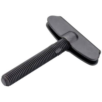 A black wing screw with longitudinal grooves, primarily used for manual tightening and loosening in various mechanical applications.