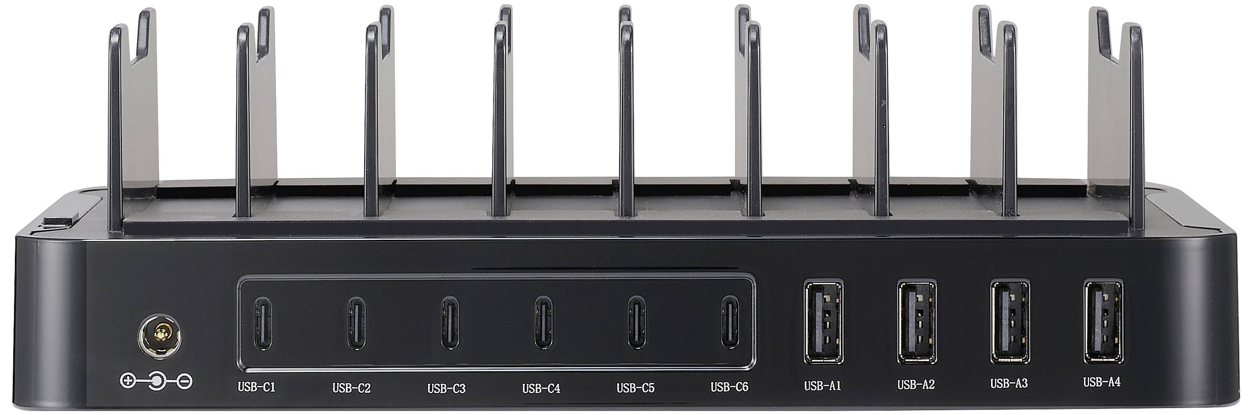 The image shows the back of a black Wi-Fi router with multiple aerials and USB ports used for network connectivity.