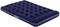 Blue, inflatable air bed with waffle texture and integrated headrest. Suitable for indoor and outdoor use.