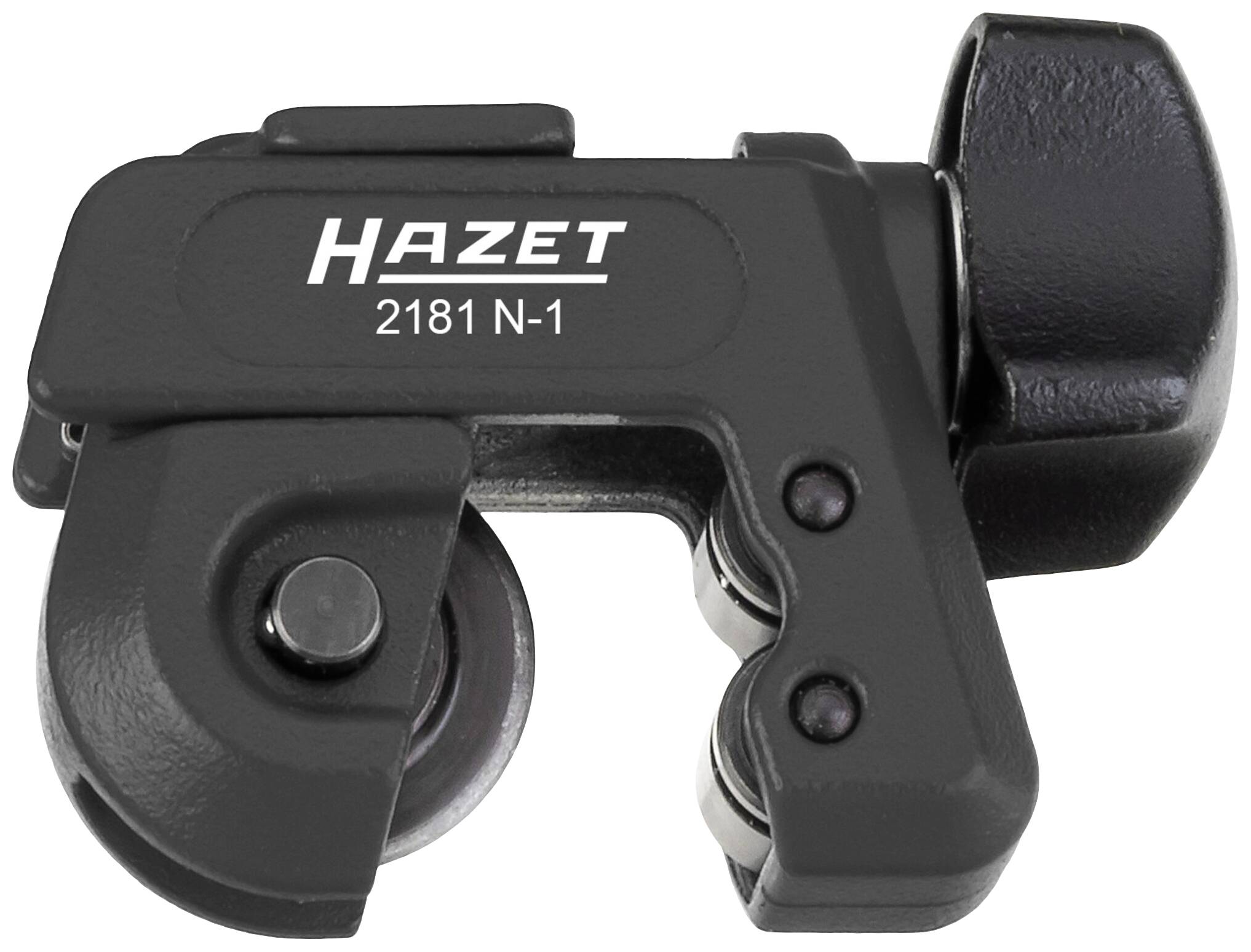 Hazet pipe cutter, Model 2181 N-1, black, with cutting wheel and rotary knob, for processing pipe materials.