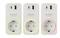 Three smart plug sockets from Voltcraft with different LED lighting: Red, yellow, and green around the socket outlets.