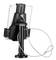 A tablet in a robust black mounting bracket with a security lock and steel cable, designed to prevent theft.