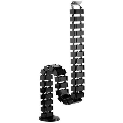 Black cable management snake for the desk, flexible and modular, for organising and hiding cables.