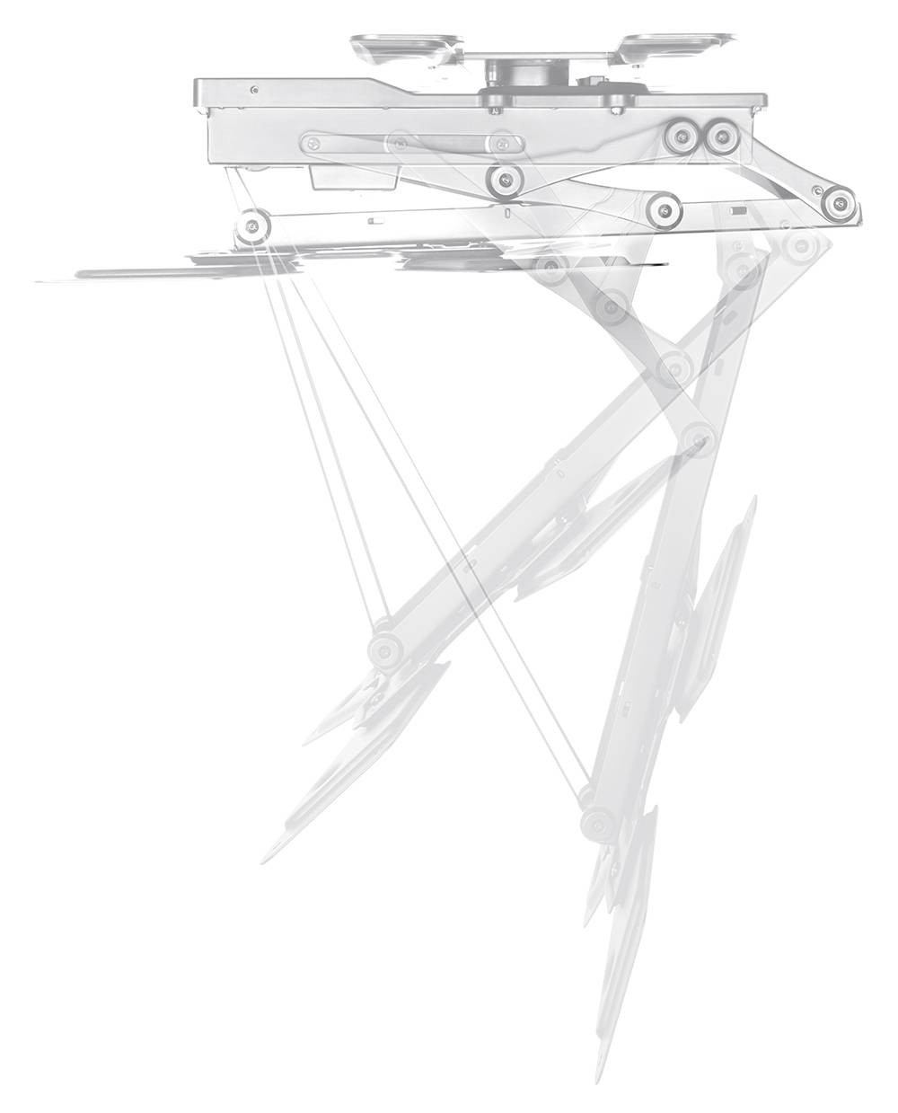 Mechanical gripper with multiple gripping arms and gears that can be used to lift various objects.