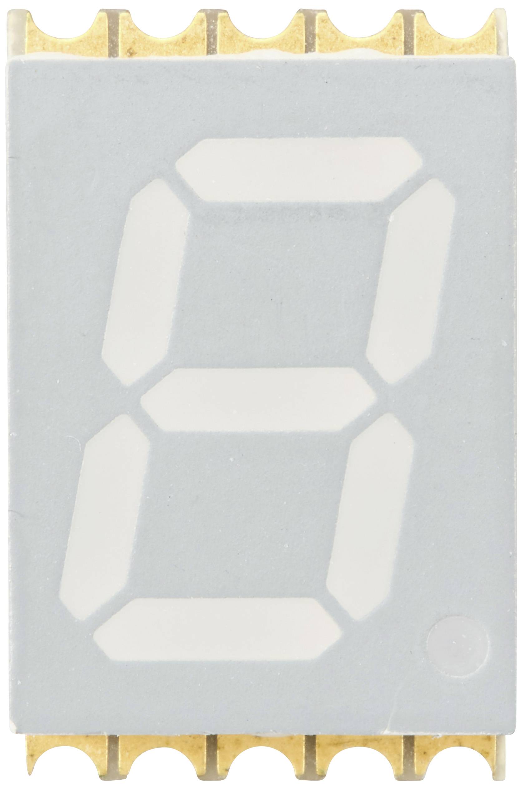 A white seven-segment display shows the digit '8' on a grey background. Golden connections are visible at the top and bottom.