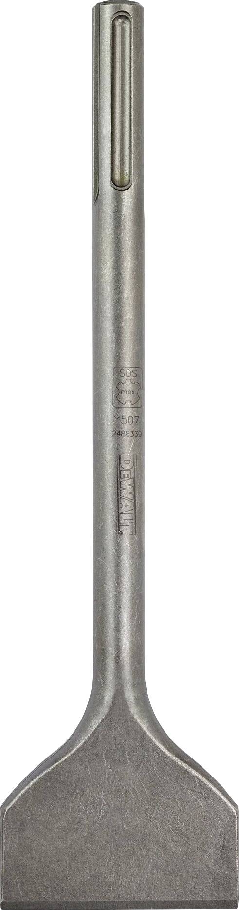 A silver flat chisel made of metal, suitable for use with demolition hammers. Ideal for breaking up concrete or masonry.