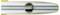 A yellow mechanical pencil viewed from above, showing the push mechanism in the centre of the metallic casing.