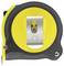 Yellow and black tape measure, 70 mm wide, with metal clip on the back.