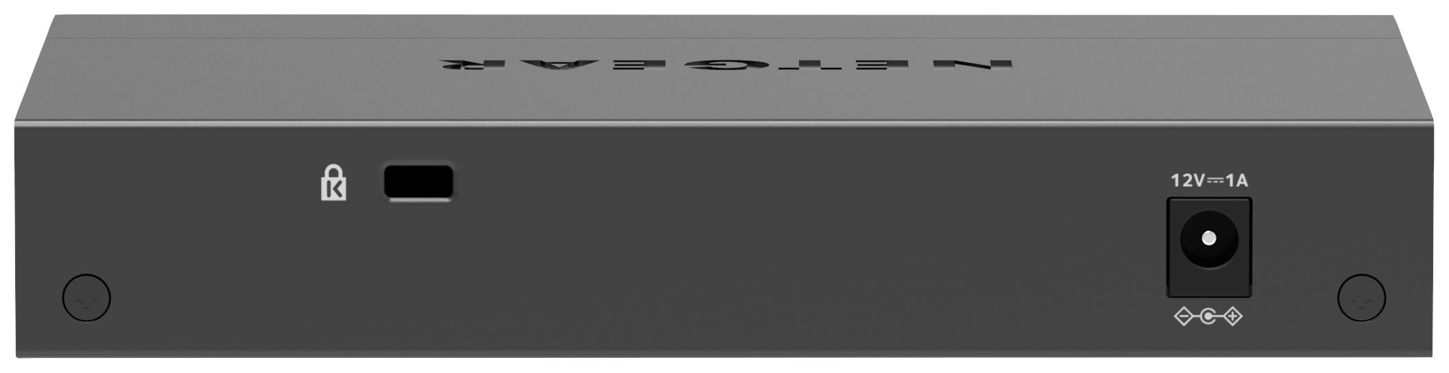 A black rectangular electronic device with a lock and power socket on the front, marked with '12V-1A'.