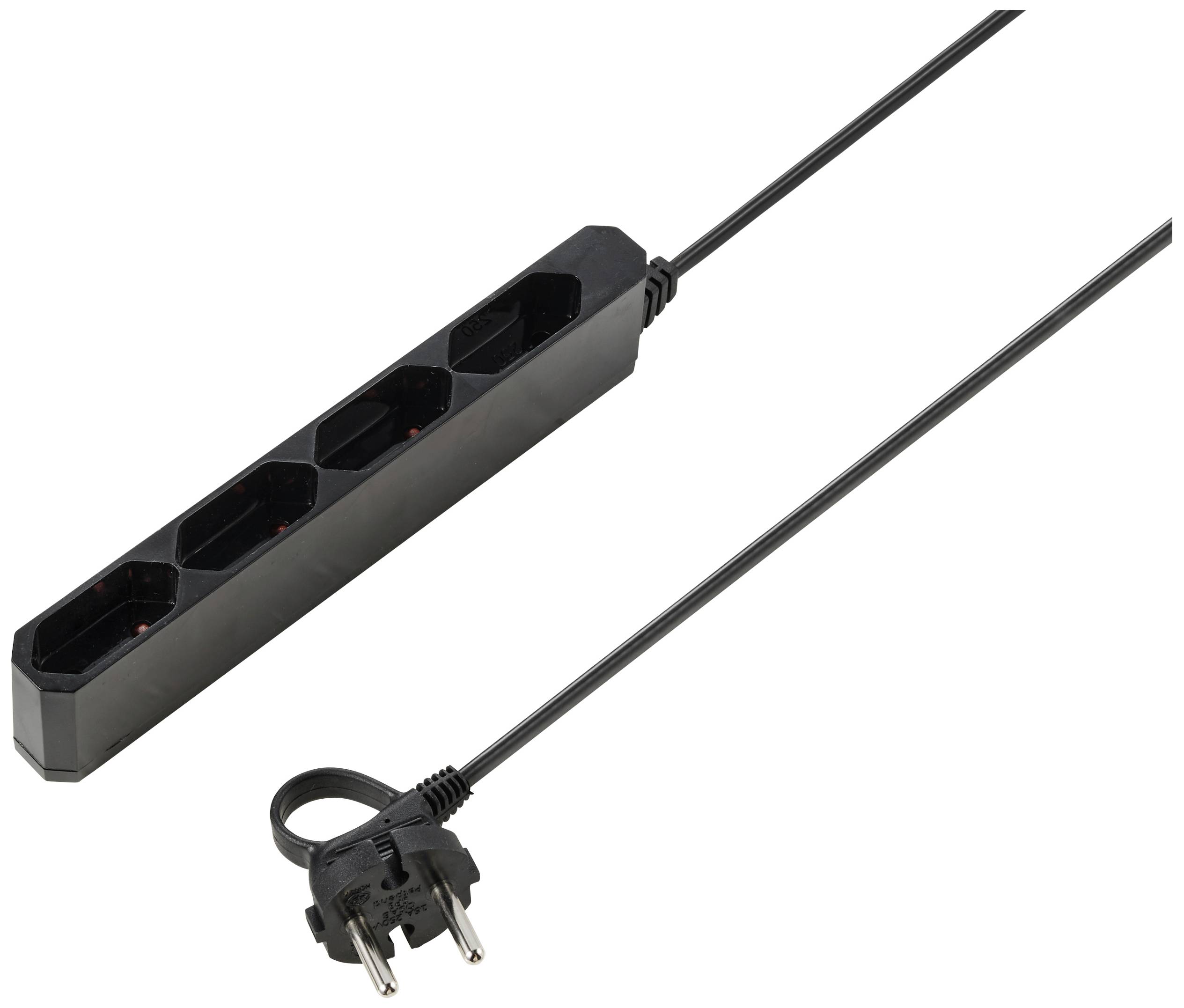 Sygonix SY-5806880 Power strip 4x Black Euro plug 1 pc(s)