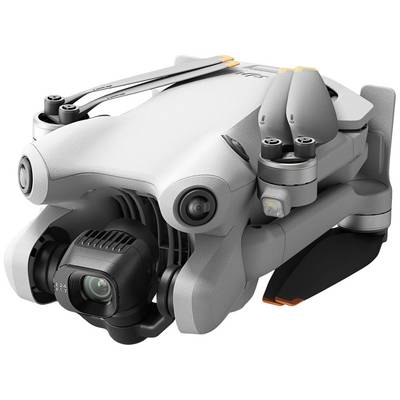 A grey quadcopter drone with a camera, compactly folded for transport. Suitable for aerial photography and taking pictures.