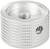 Metallic knurled cylinder, likely a component or adapter, with a central bore and a side screw.