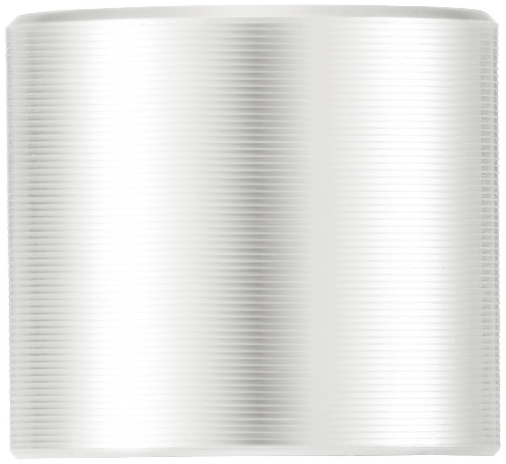 White, cylindrical surface with horizontal lines.