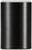 A black, cylindrical tin with horizontal grooves, against a white background.