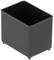 Black, rectangular container with open sides and rounded corners.