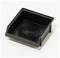 Black, square plastic tray on a white background.