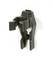 A black plastic mounting bracket with two parallel clips, fixed to a wall. It is used for securely fastening items.