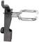 A black metal clip with two silver hooks protruding to the right, presumably for attaching items to a support.