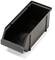 Black, rectangular plastic container with a bevelled front edge. Suitable for storing or organising small items.