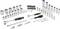 A comprehensive socket wrench set with ratchets, extensions, and various sockets in different sizes.