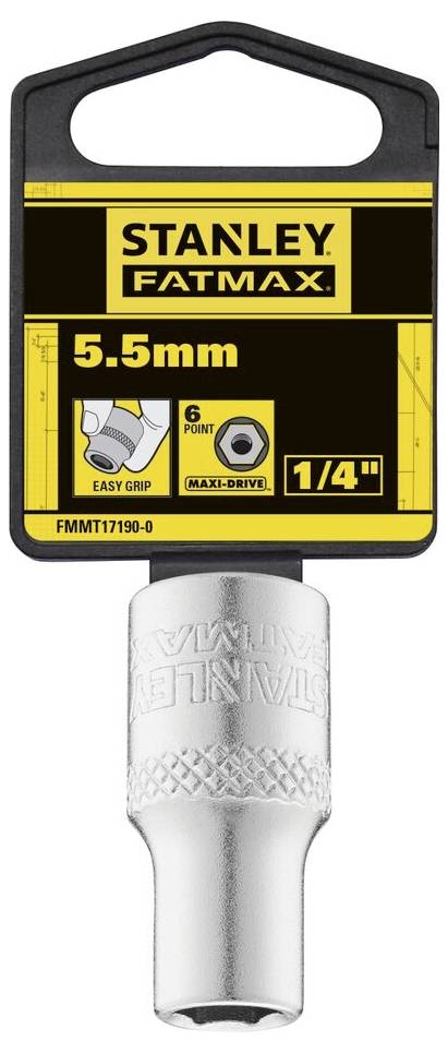 Stanley FatMax socket insert, 5.5 mm, 6-sided, 1/4", for easy gripping and optimal power transmission.