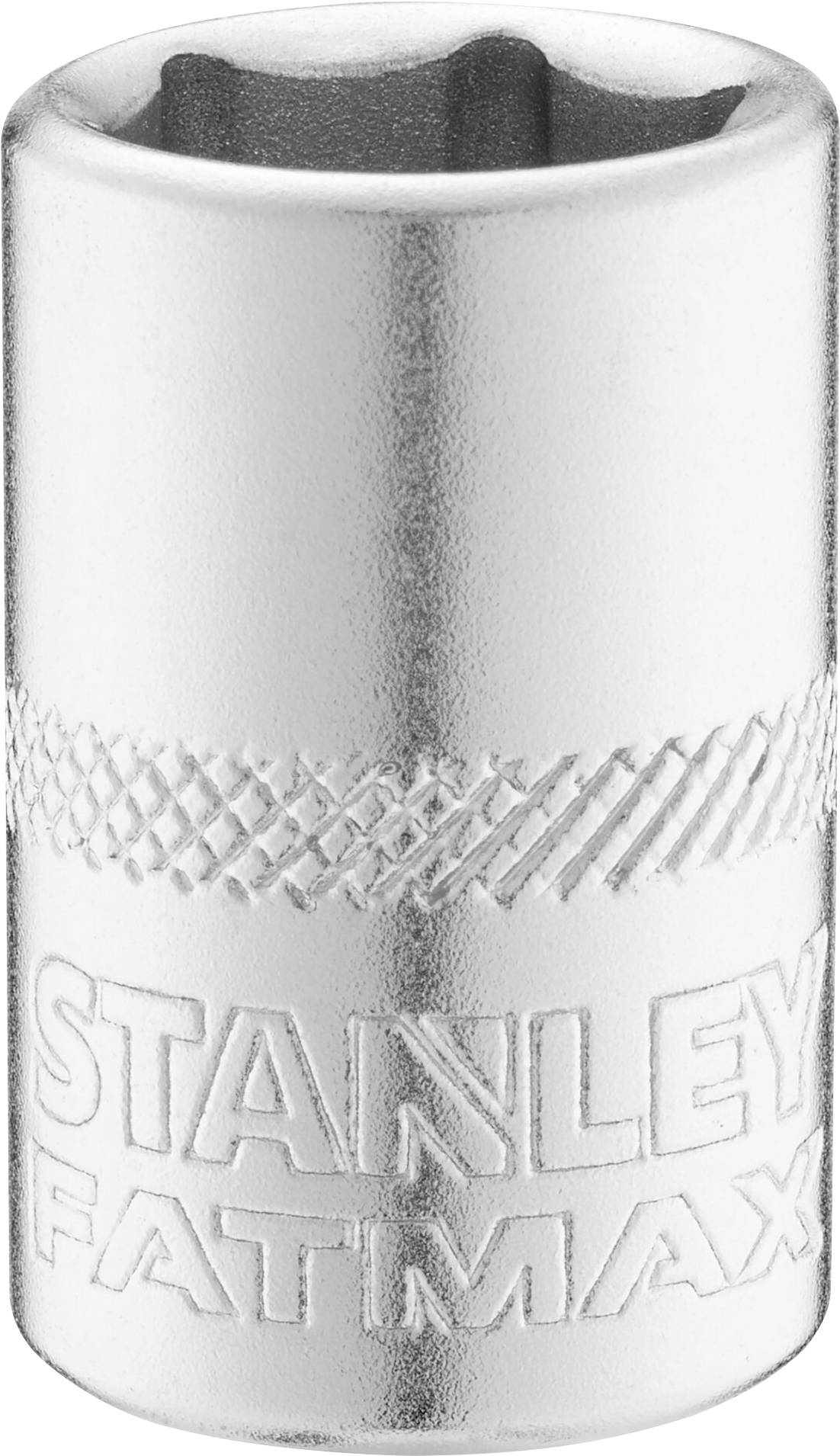 Stanley FatMax metal socket extension, cylindrical in shape, with a knurled surface for improved grip.