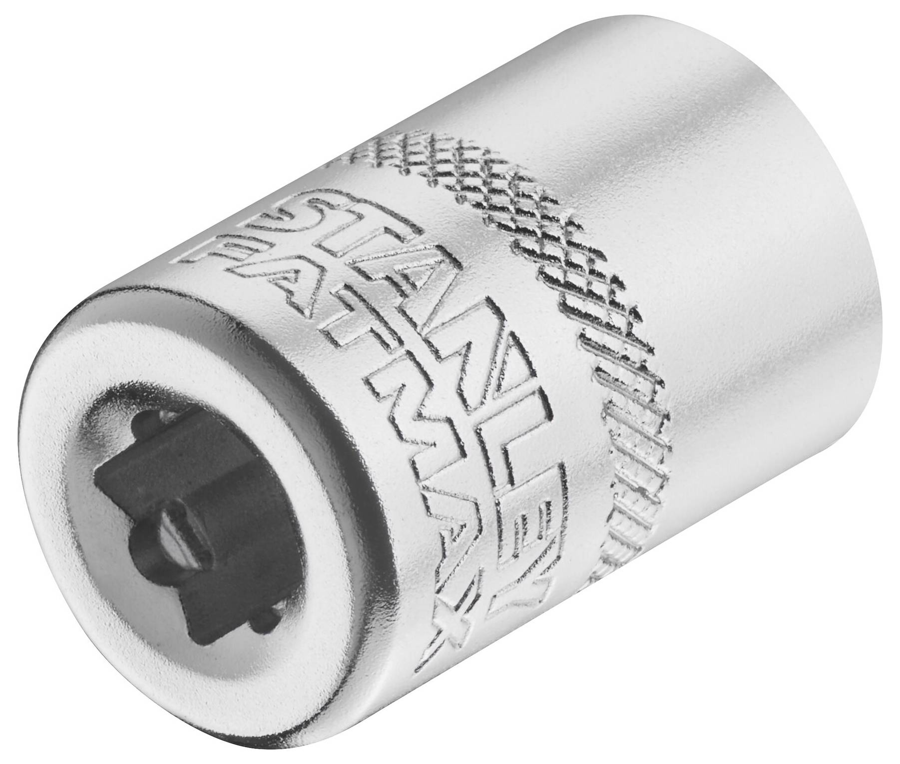 A metallic socket key insert with the inscription 'Stanley FatMax', suitable for screw-related work.