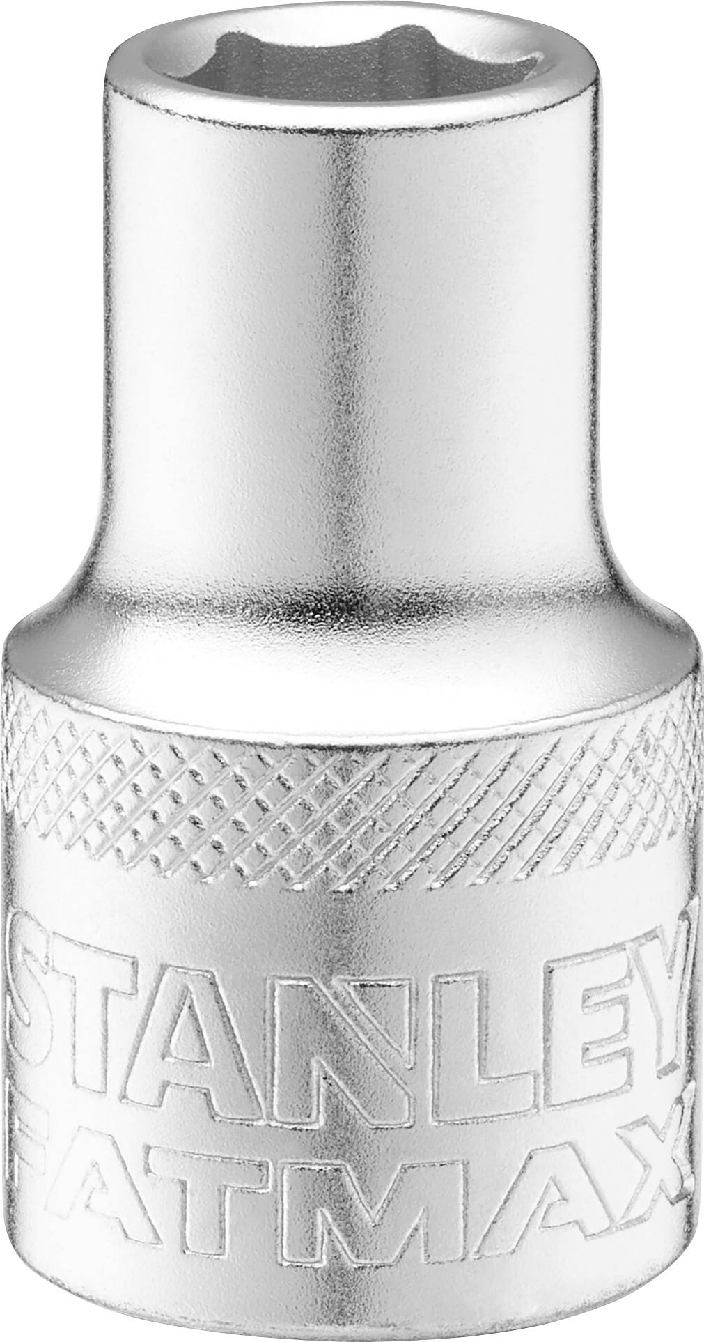 A silver socket adaptor with the inscription 'STANLEY FATMAX'.