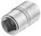 A silver hexagonal nut with 'Stanley Fatmax' engraved on it, textured for improved grip.
