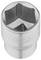 Hexagonal socket nut with a cylindrical shape, manufactured from metal, suitable for manual work on threaded connections.