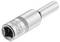 Metal socket key attachment with a square opening and engraved brand name, used for tightening screws.