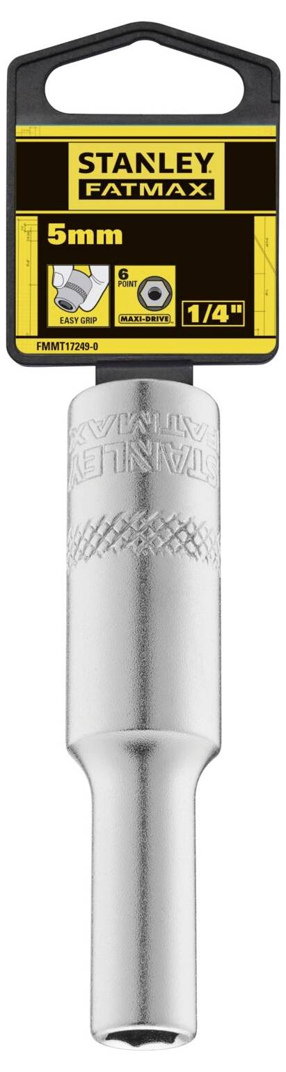 'STANLEY Fatmax' 5mm Bit Holder with silver metal body and black hanging loop. Marked: 5mm, 1/4".