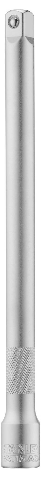 A silver extension rod with a smooth surface, suitable for tools to extend reach, in a vertical position.
