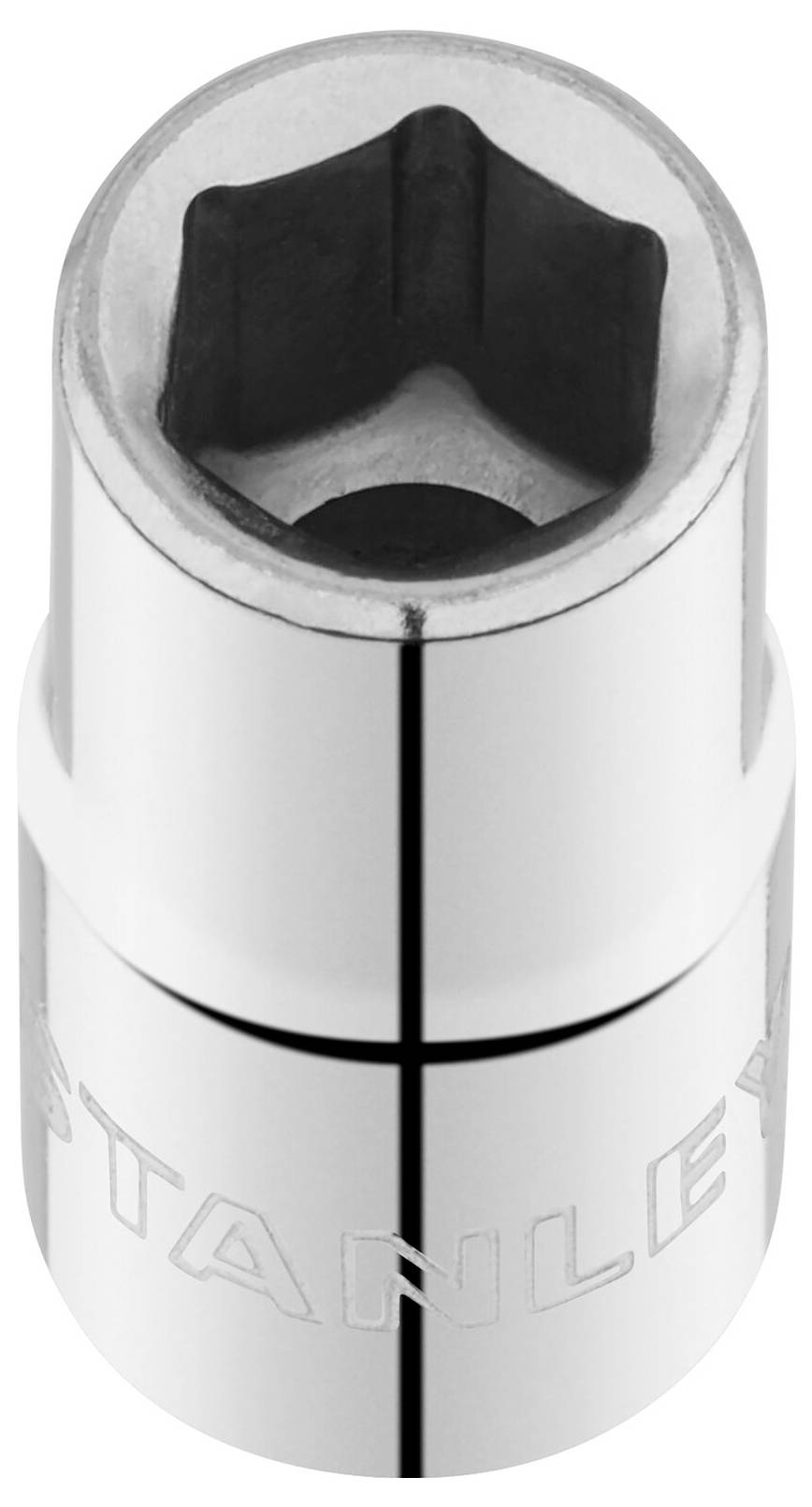 Chrome-plated hexagonal socket nut suitable for spanners.