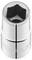 Chrome-plated hexagonal socket nut suitable for spanners.