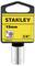 Stanley socket adaptor, 13 mm, 6 point, 1/4 inch, product label with yellow background.