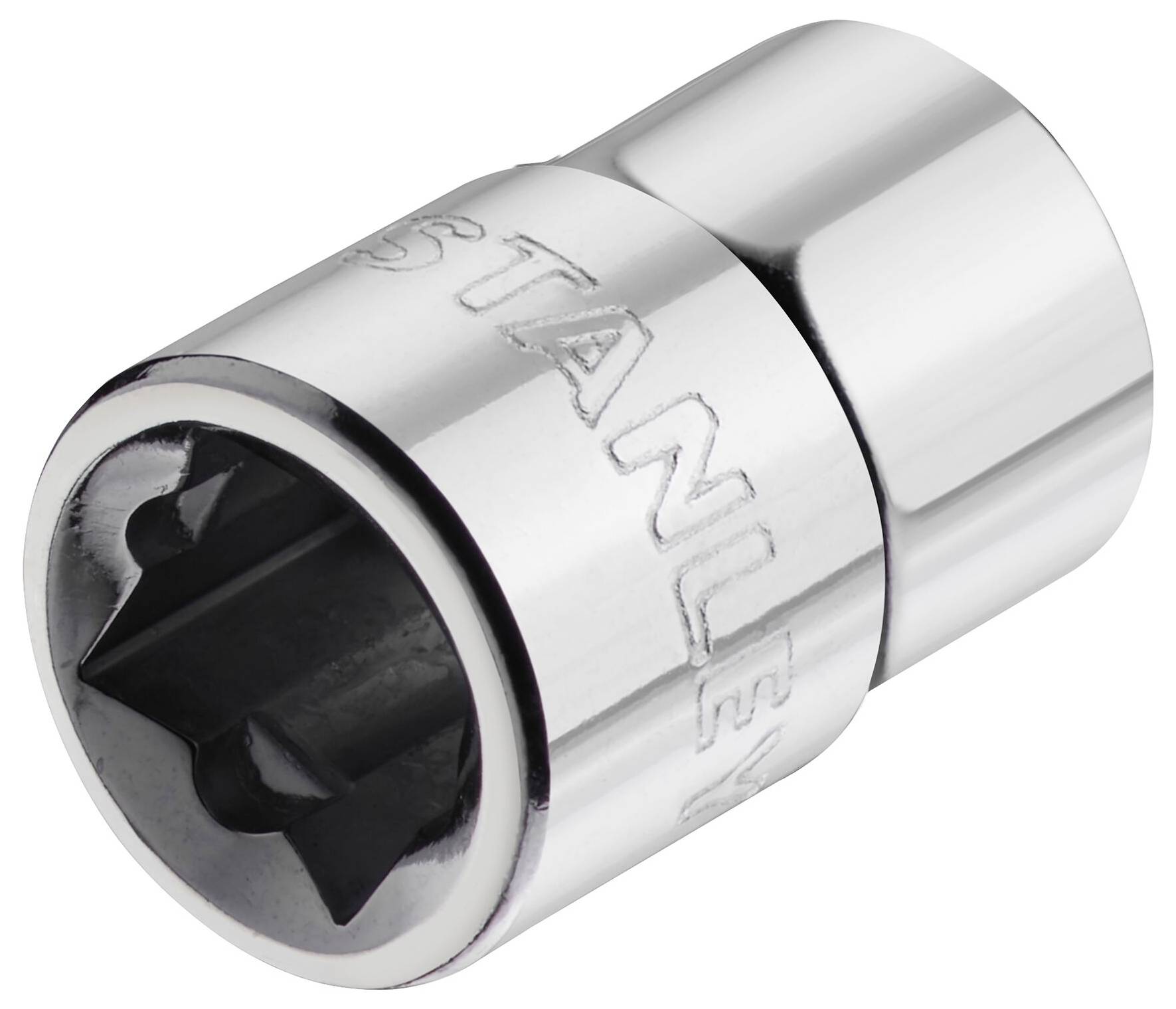 A silver set screw with a smooth surface and engraved brand name, suitable for screw-related tasks.
