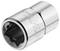 A silver set screw with a smooth surface and engraved brand name, suitable for screw-related tasks.