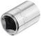 Metallic socket with a gleaming surface, embossed with 'STANLEY'. Suitable for spanners or ratchets for tightening nuts.