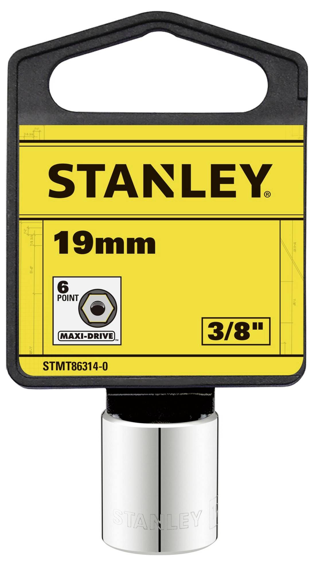 'STANLEY' 19mm Socket Wrench with 3/8 inch Drive, Maxi-Drive Design, Article Number: STMT86314-0.
