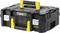 Black tool case with yellow handles and locks. Marked with 'Stanley Fatmax'. Ideal for storing tools.