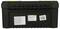 A black toolbox with a yellow handle. Two labels with technical details and barcodes are visible on the front.