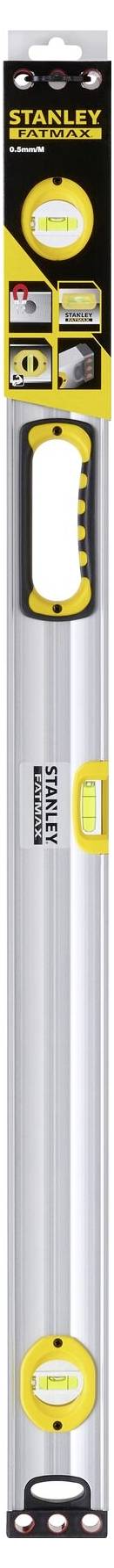 Stanley spirit level; 120 cm long, yellow-black design with two vials for precise levelling and measuring.