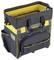Black and yellow tool bag with multiple compartments and zips, marked with 'Stanley' on a logo.