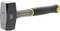 A grey steel hammer with a black handle and yellow accent. On the hammer head is written 'Stanley 1500g'.