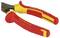 A red and yellow pliers with a rubber grip, marked with 'Stanley' and 'FatMax', is lying on a white surface.