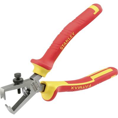 Cable stripping pliers with red and yellow handles, suitable for precise cable stripping.